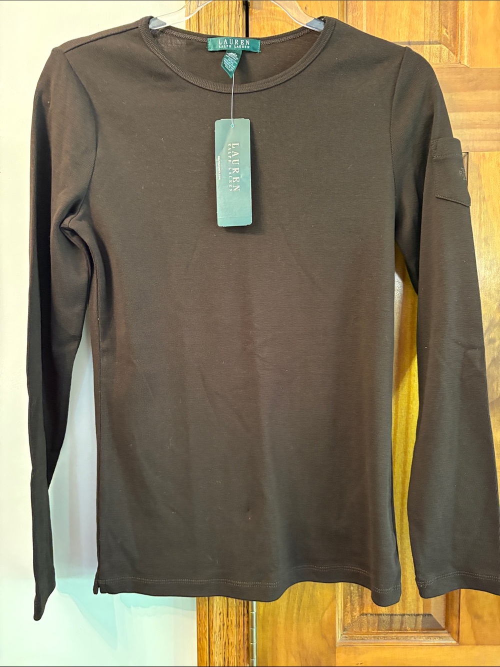 Lauren Ralph Lauren Brown Long Sleeve Crewneck Top